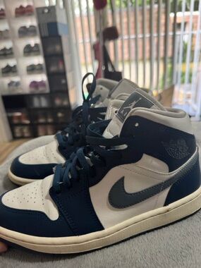 Jordan Mid-Top Sneakers in Navy and White